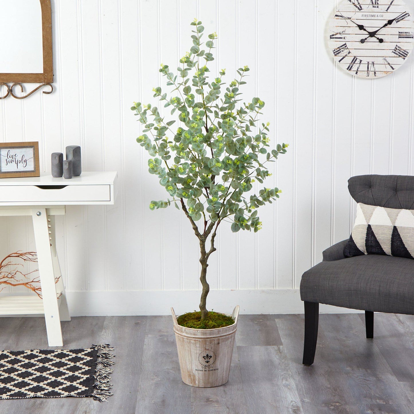 5’ Eucalyptus Artificial Tree in Farmhouse Planter