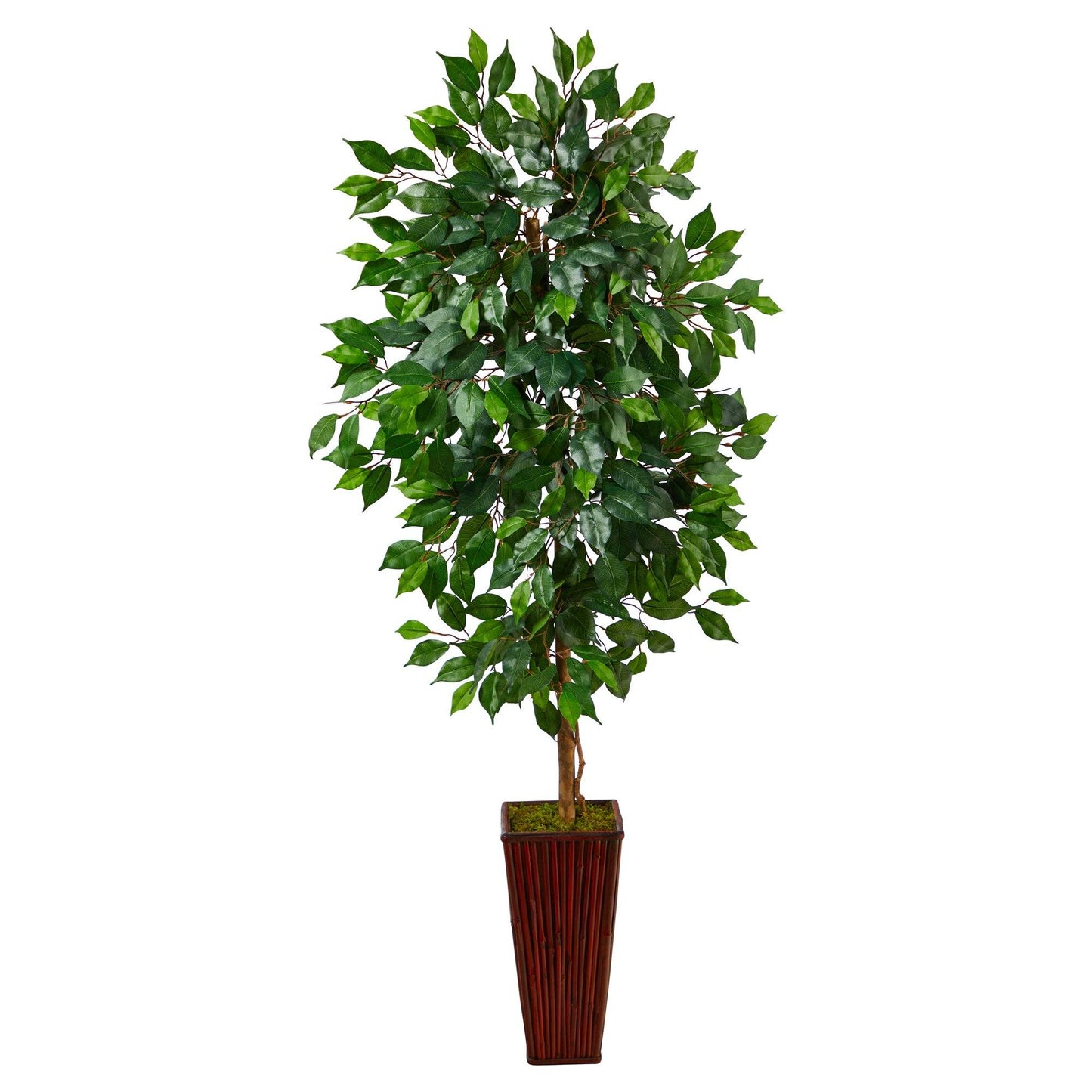 Árbol ficus artificial de 5 pies en maceta de bambú