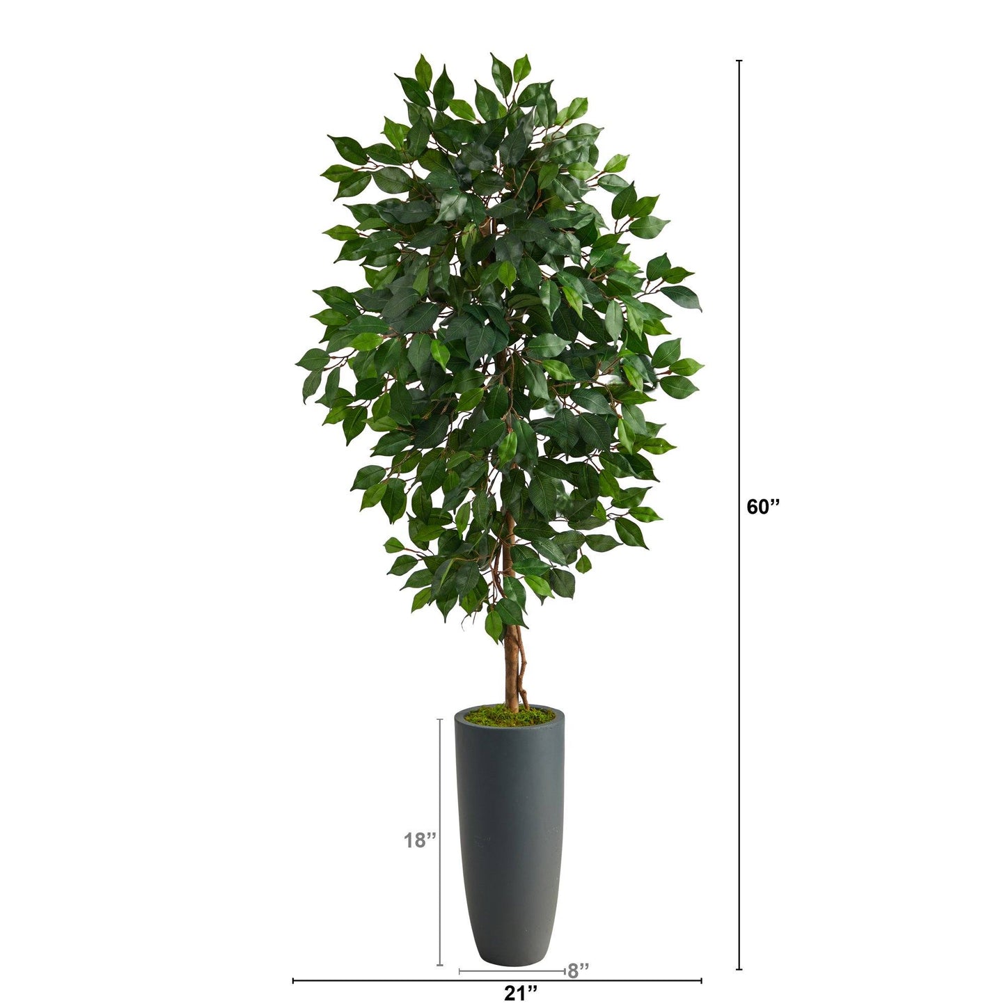 Arbre artificiel Ficus de 5 pi dans une jardinière grise