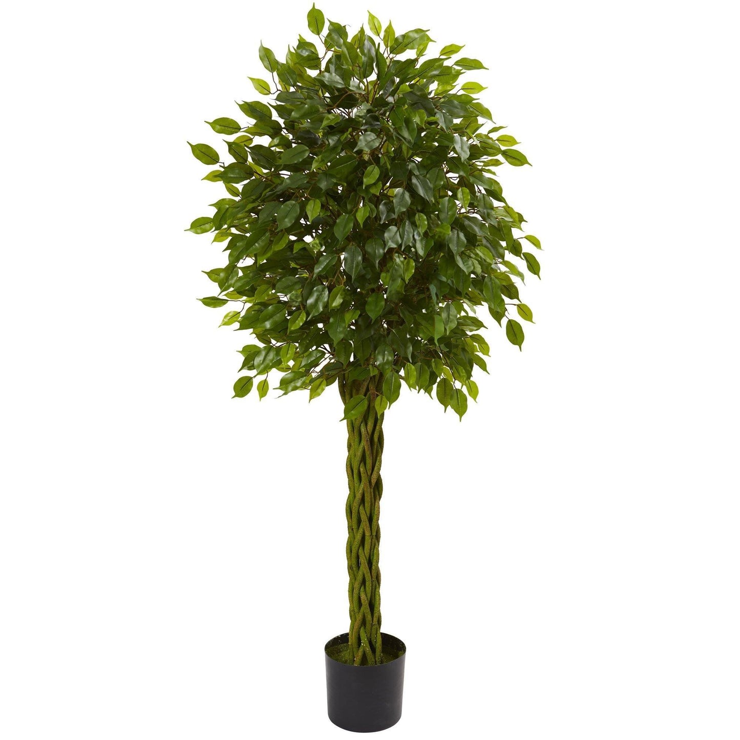 Árbol ficus artificial de 5 pies con tronco tejido resistente a los rayos UV (interior/exterior)