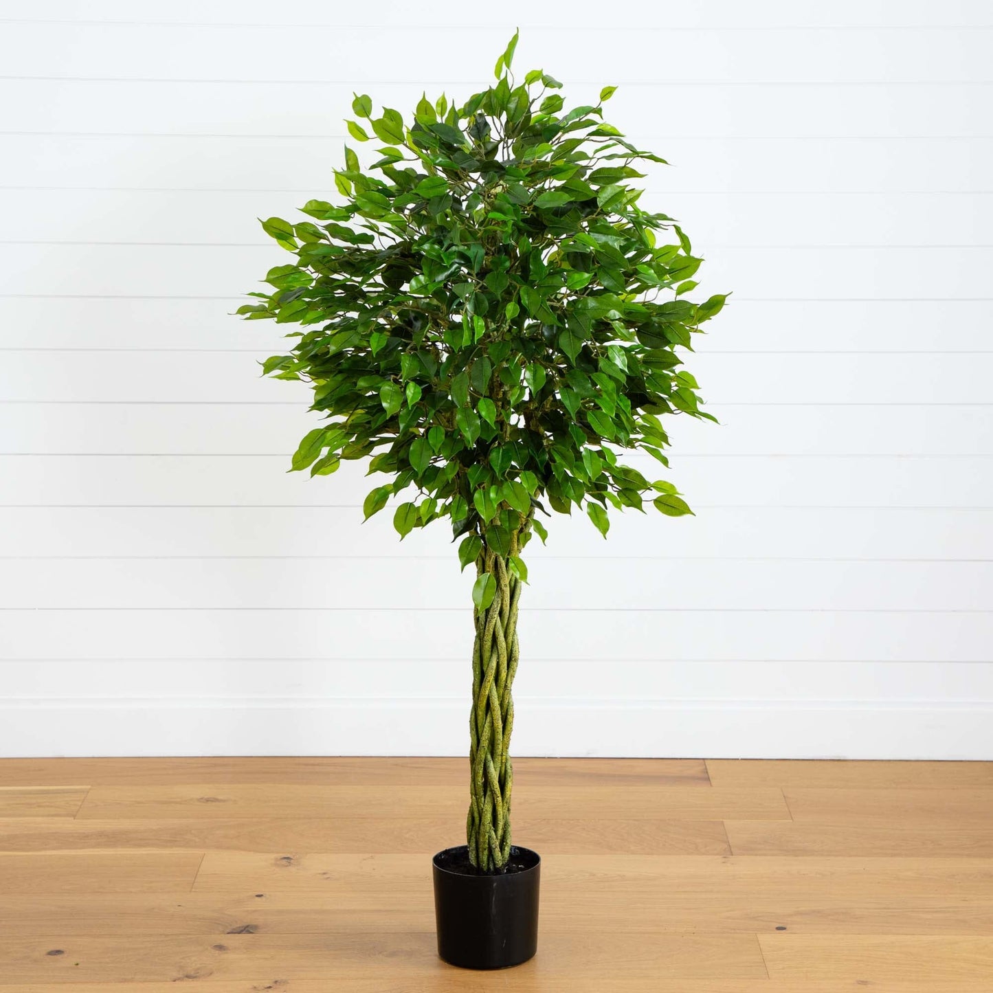 Árbol ficus artificial de 5 pies con tronco tejido resistente a los rayos UV (interior/exterior)