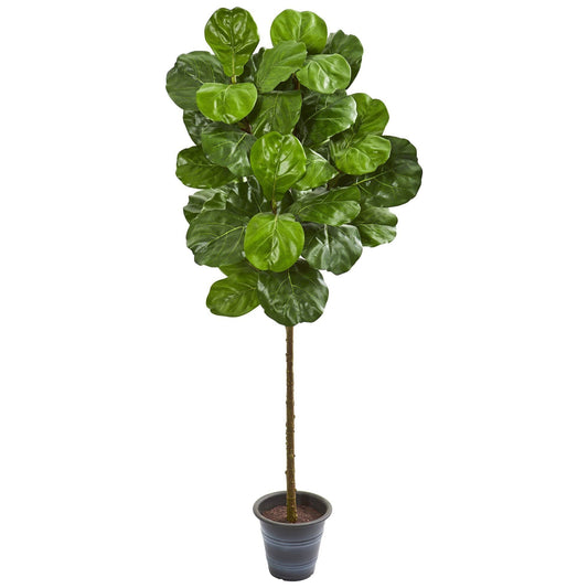 Árbol artificial de hojas de violín de 5 pies con macetero decorativo