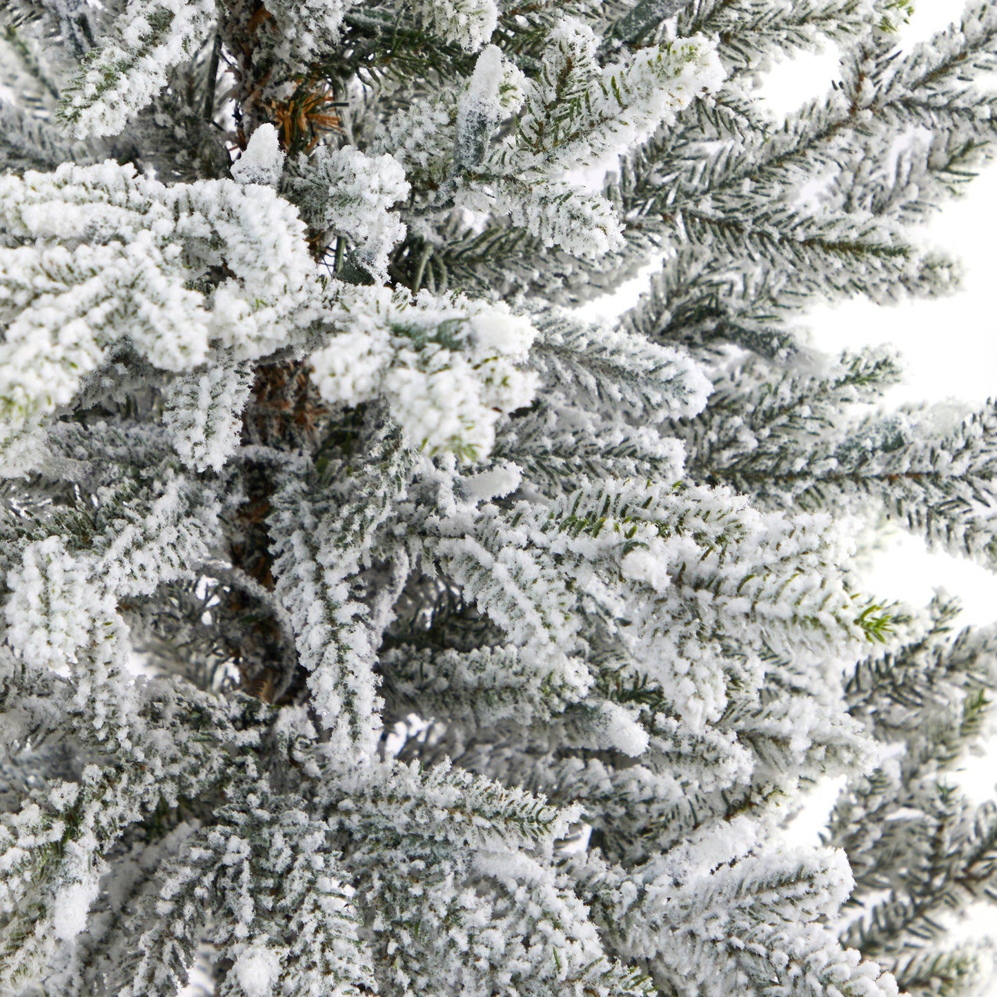 Árbol de Navidad artificial de abeto de Fraser flocado de 5 pies con 300 luces blancas cálidas y 967 ramas flexibles en maceta gris