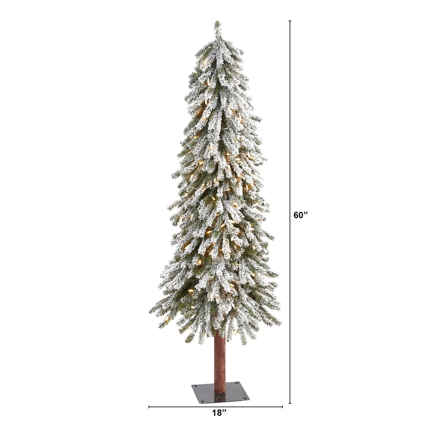 Árbol de Navidad artificial Grand Alpine flocado de 5 pies con 200 luces transparentes y 469 ramas flexibles sobre tronco natural