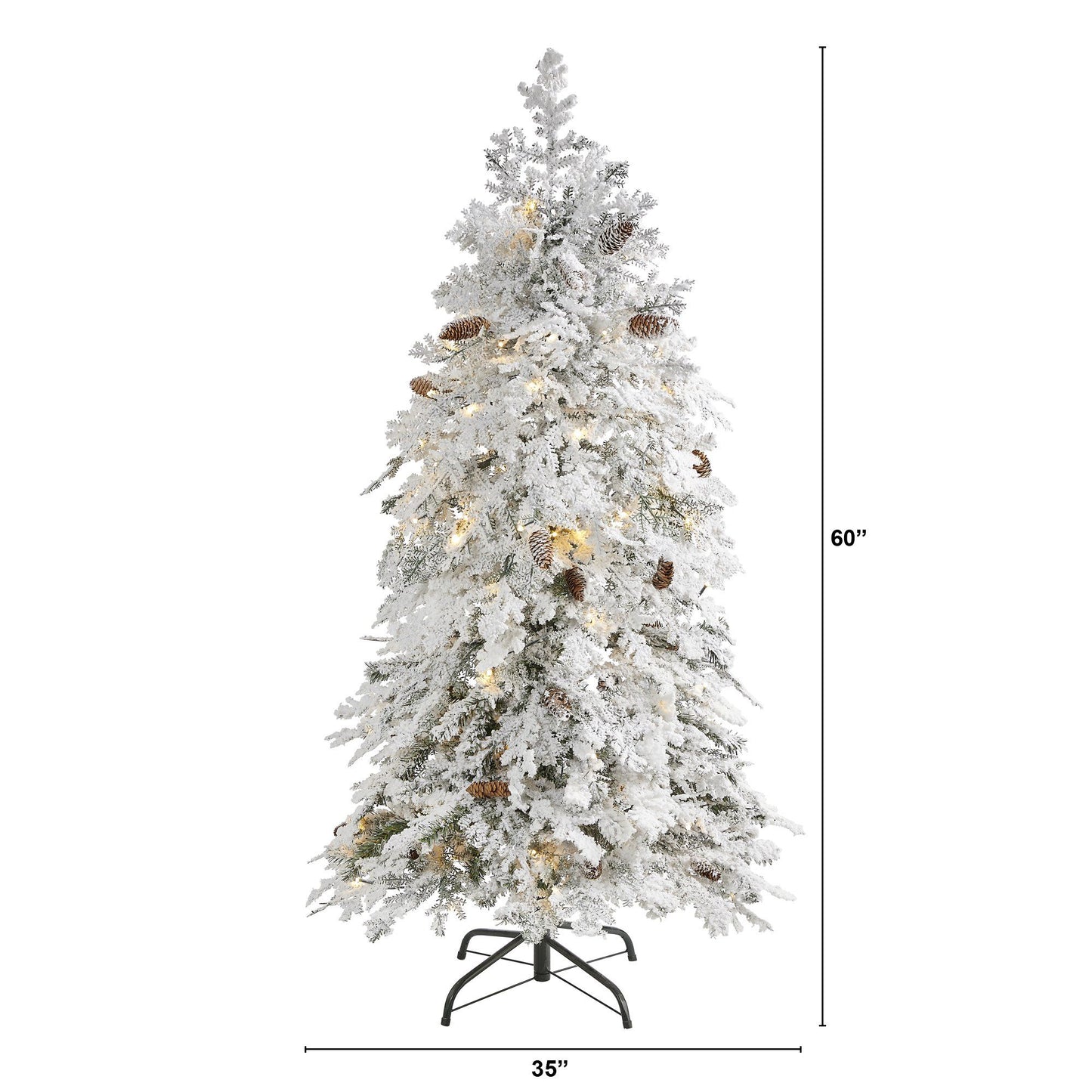 Árbol de Navidad artificial de abeto Montana con hojas caídas y 1,5 m de ancho y 100 luces LED transparentes