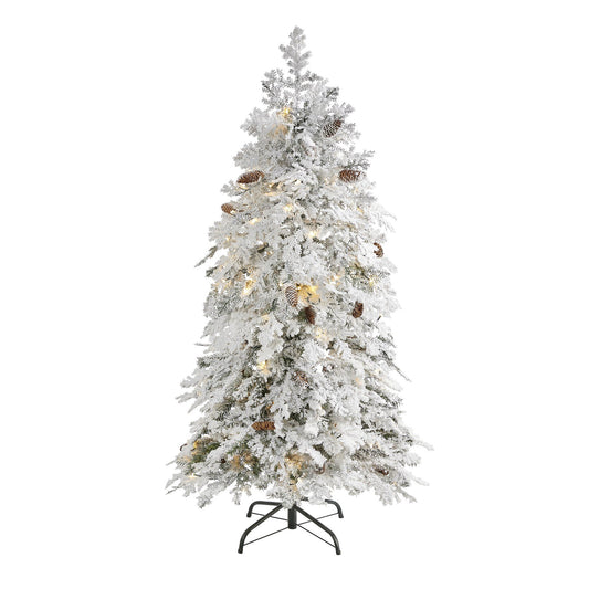 Árbol de Navidad artificial de abeto Montana con hojas caídas y 1,5 m de ancho y 100 luces LED transparentes