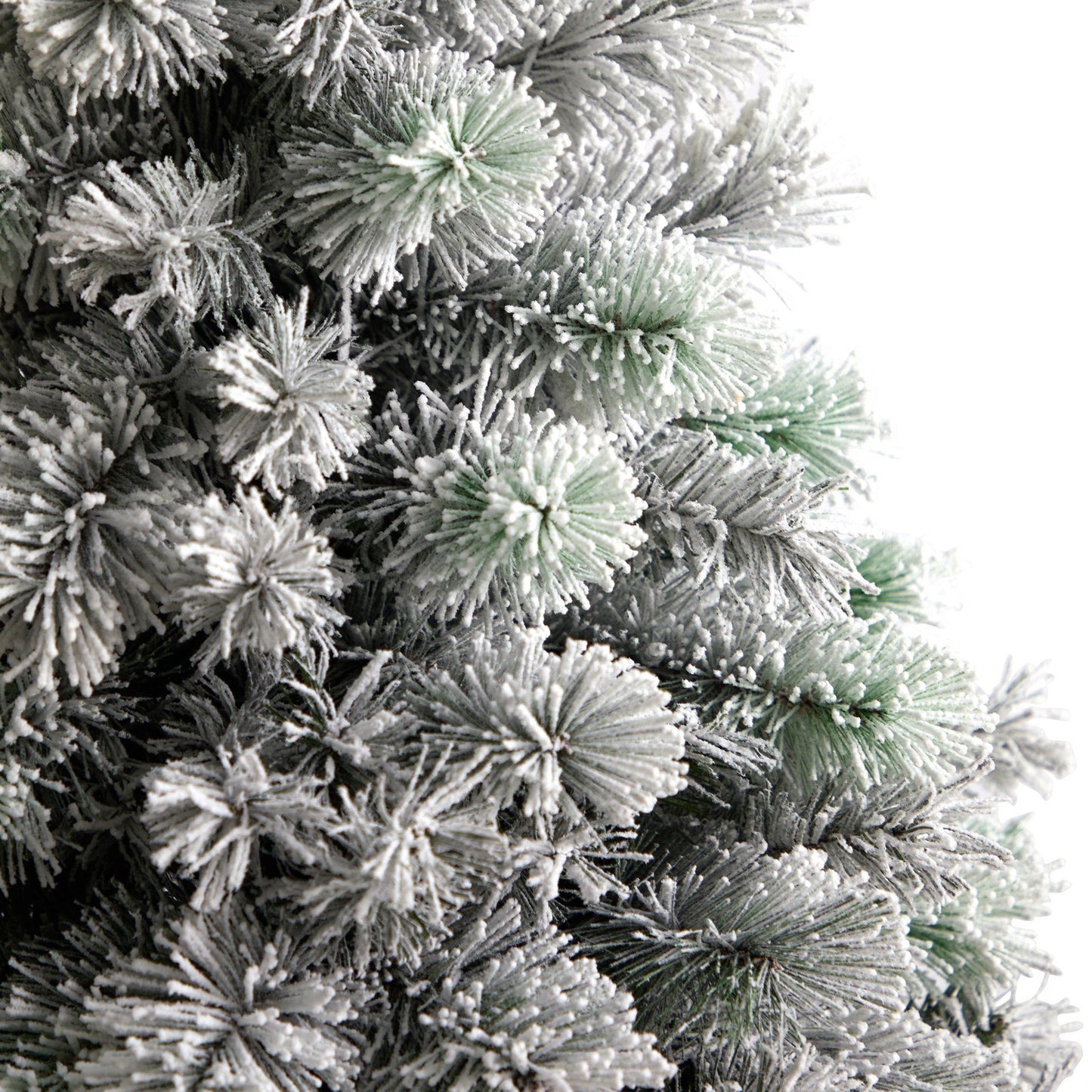 5’ Flocked Oregon Pine Artificial Christmas Tree with 200 Clear Lights and 347 Bendable Branches