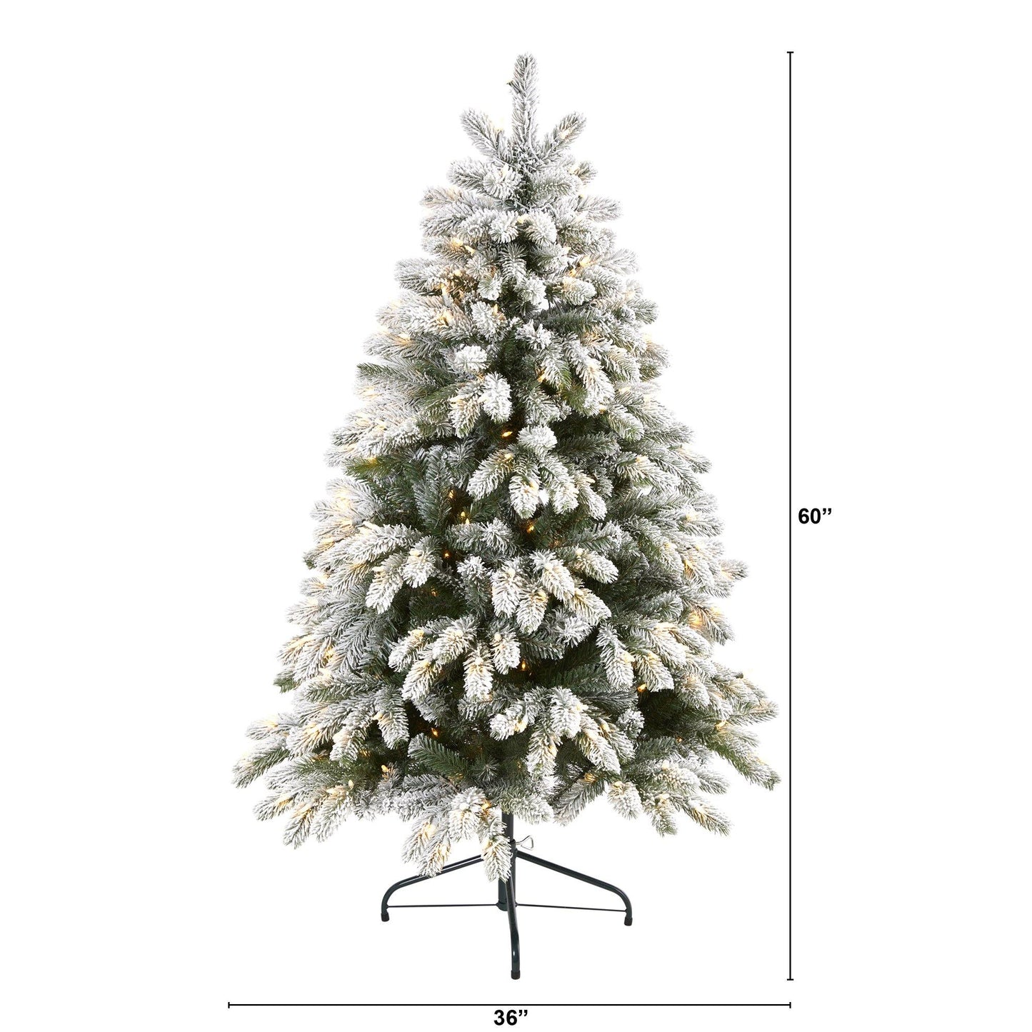 Sapin de Noël artificiel en épicéa de Caroline du Sud floqué de 5 pi avec 300 lumières transparentes et 621 branches pliables