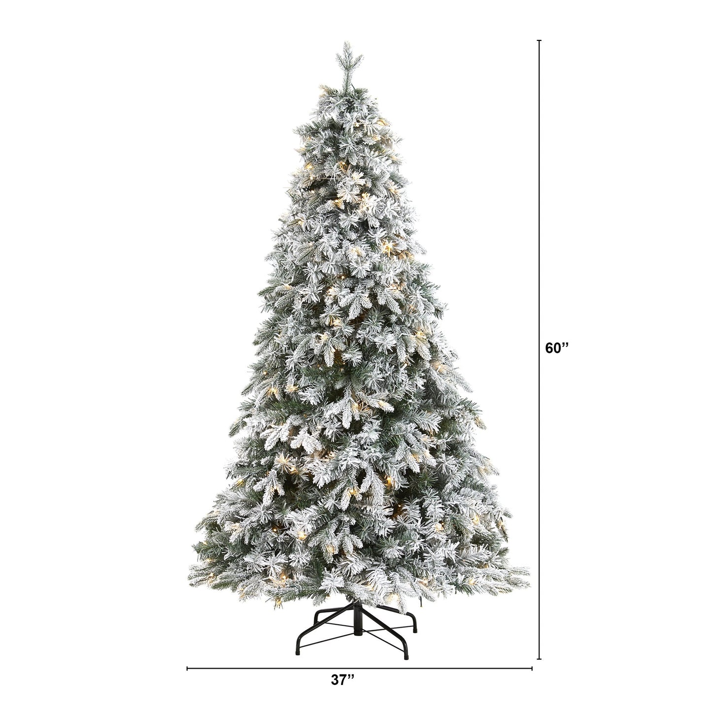 Sapin de Noël artificiel mixte floqué du Vermont de 5 pi avec 150 lumières LED transparentes