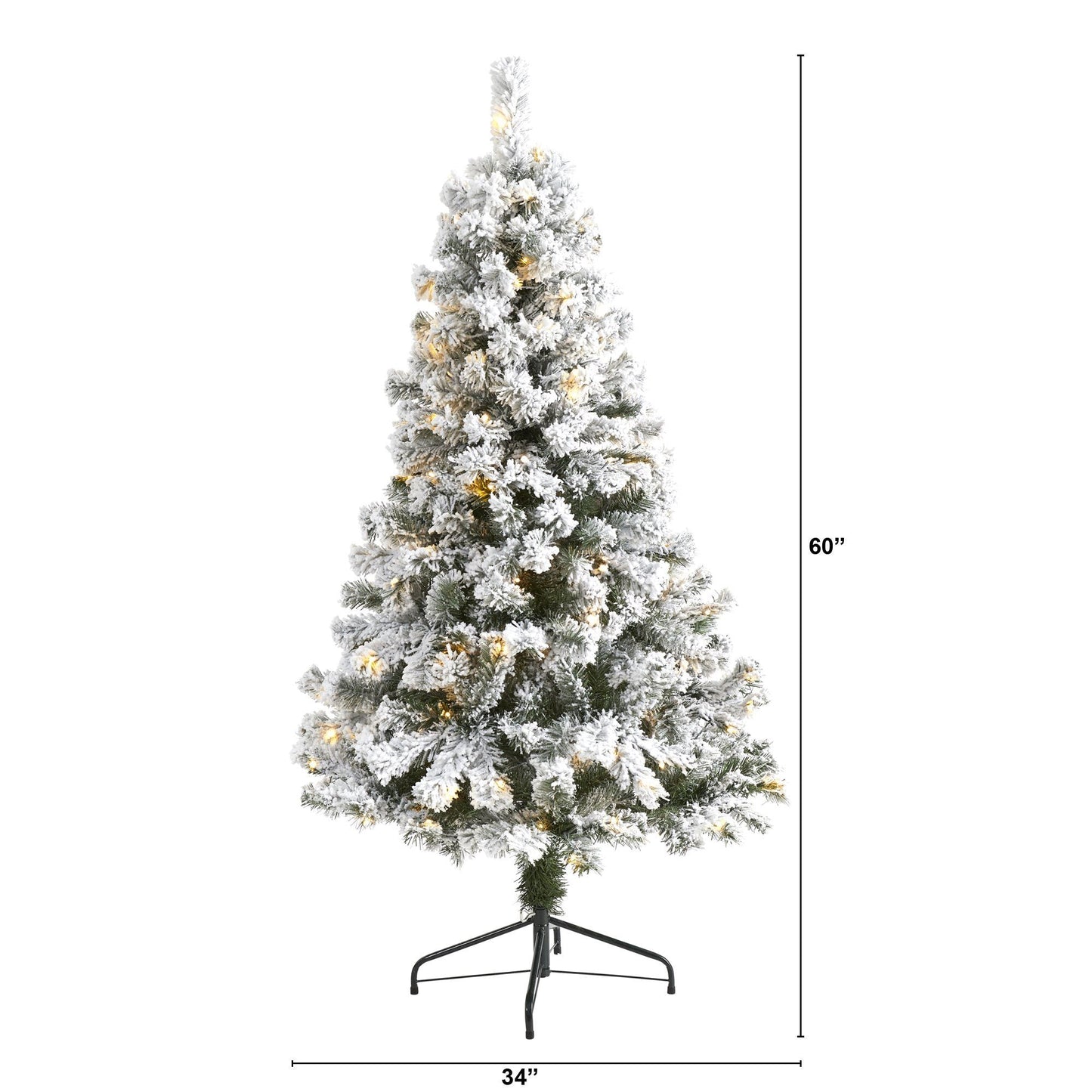 Sapin de Noël artificiel floqué de Virginie-Occidentale de 5 pieds avec 150 lumières LED