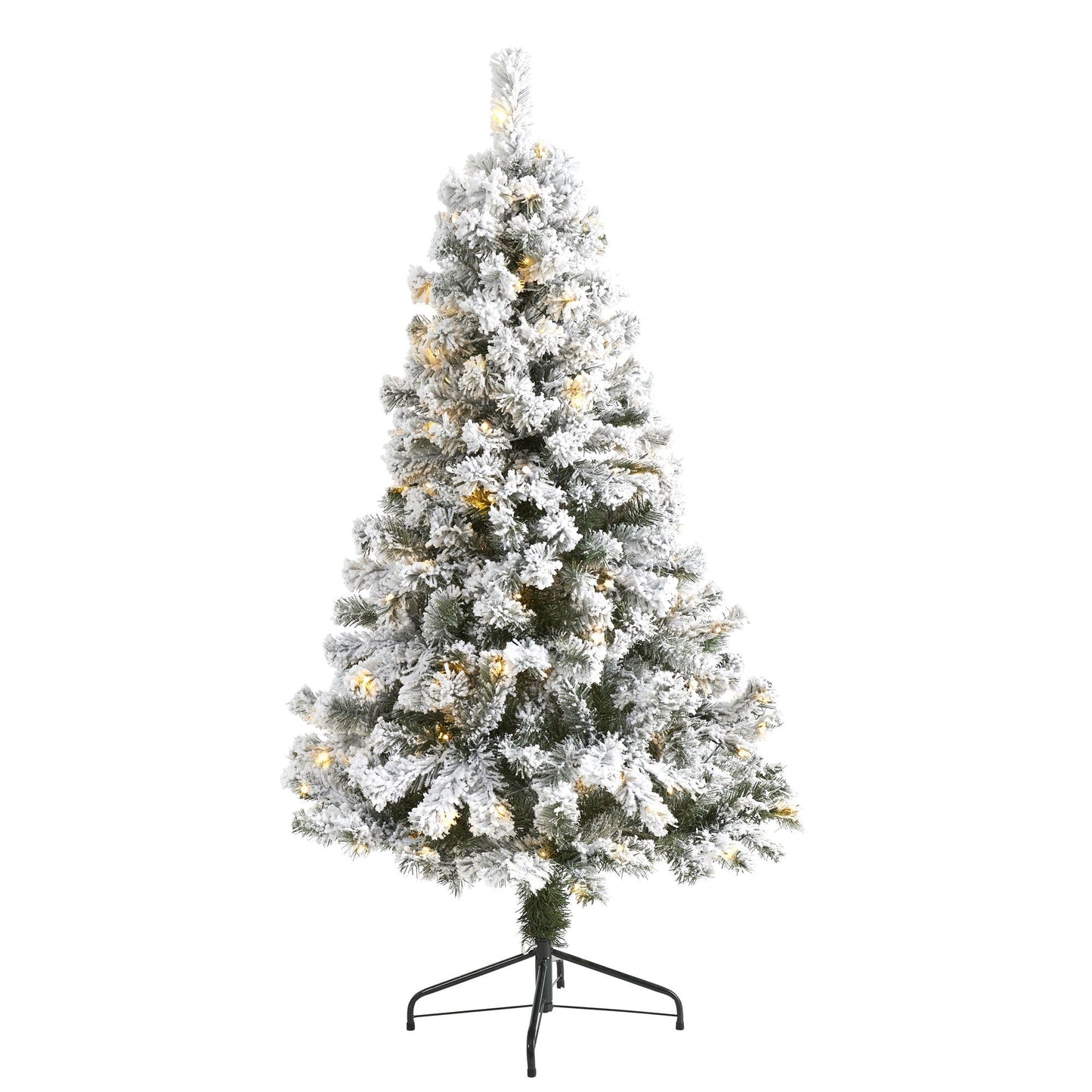 Sapin de Noël artificiel floqué de Virginie-Occidentale de 5 pieds avec 150 lumières LED