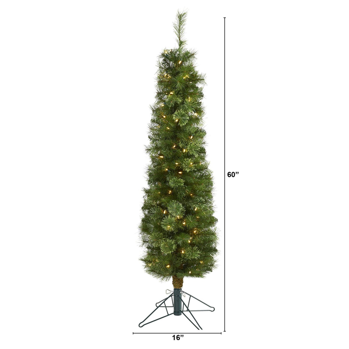 Sapin de Noël artificiel vert de 5 pi avec 100 lumières LED transparentes (multifonctionnelles) et 198 branches pliables