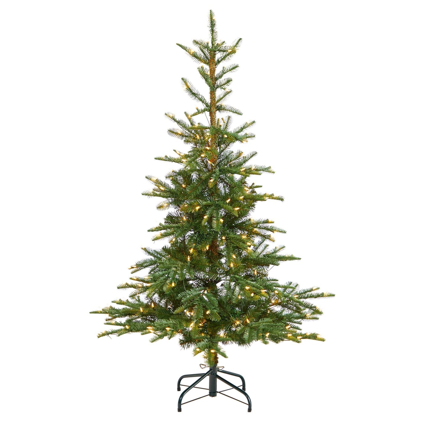 5’ Layered Washington Spruce Christmas Tree with 200 Clear Lights and 385 Bendable Branches - Green - Nearly Natural