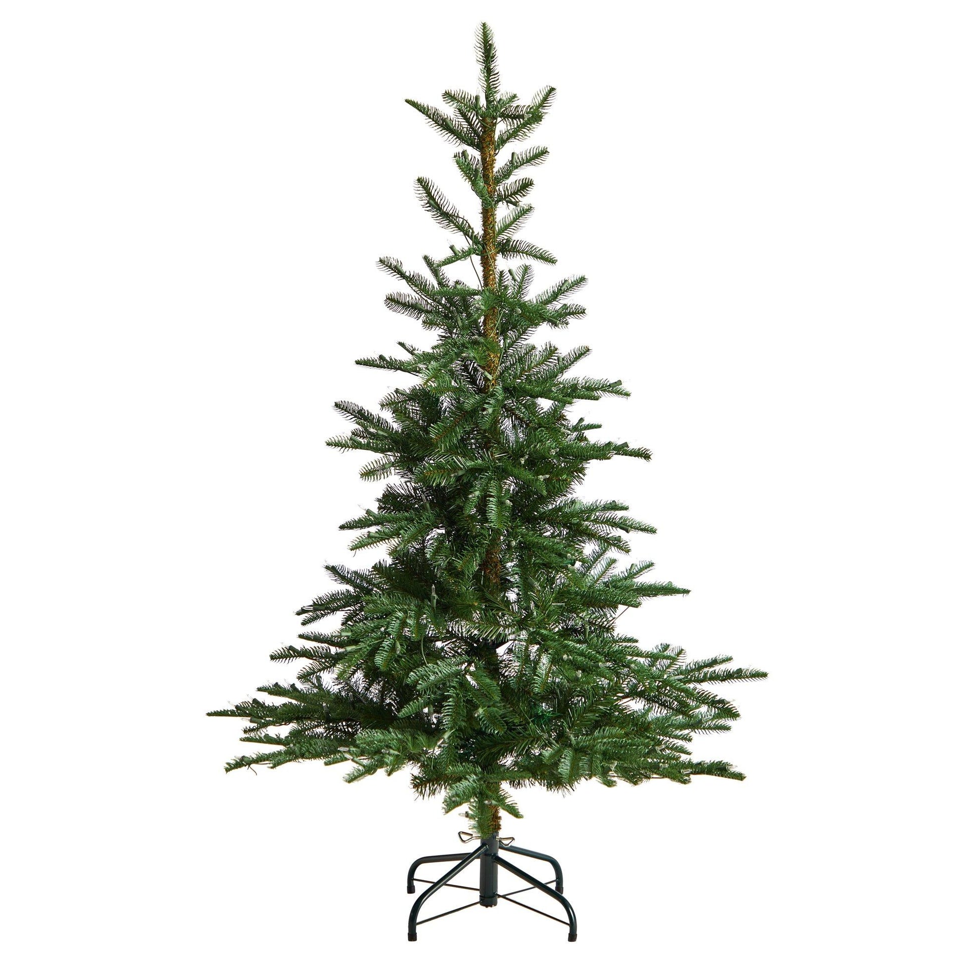 5’ Layered Washington Spruce Christmas Tree with 200 Clear Lights and 385 Bendable Branches - Green - Nearly Natural