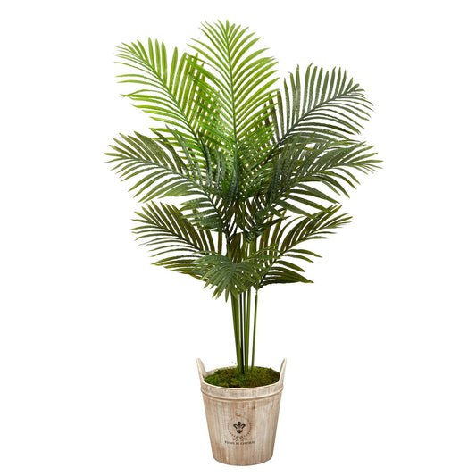 5’ Paradise Palm Artificial Tree in Farmhouse Planter