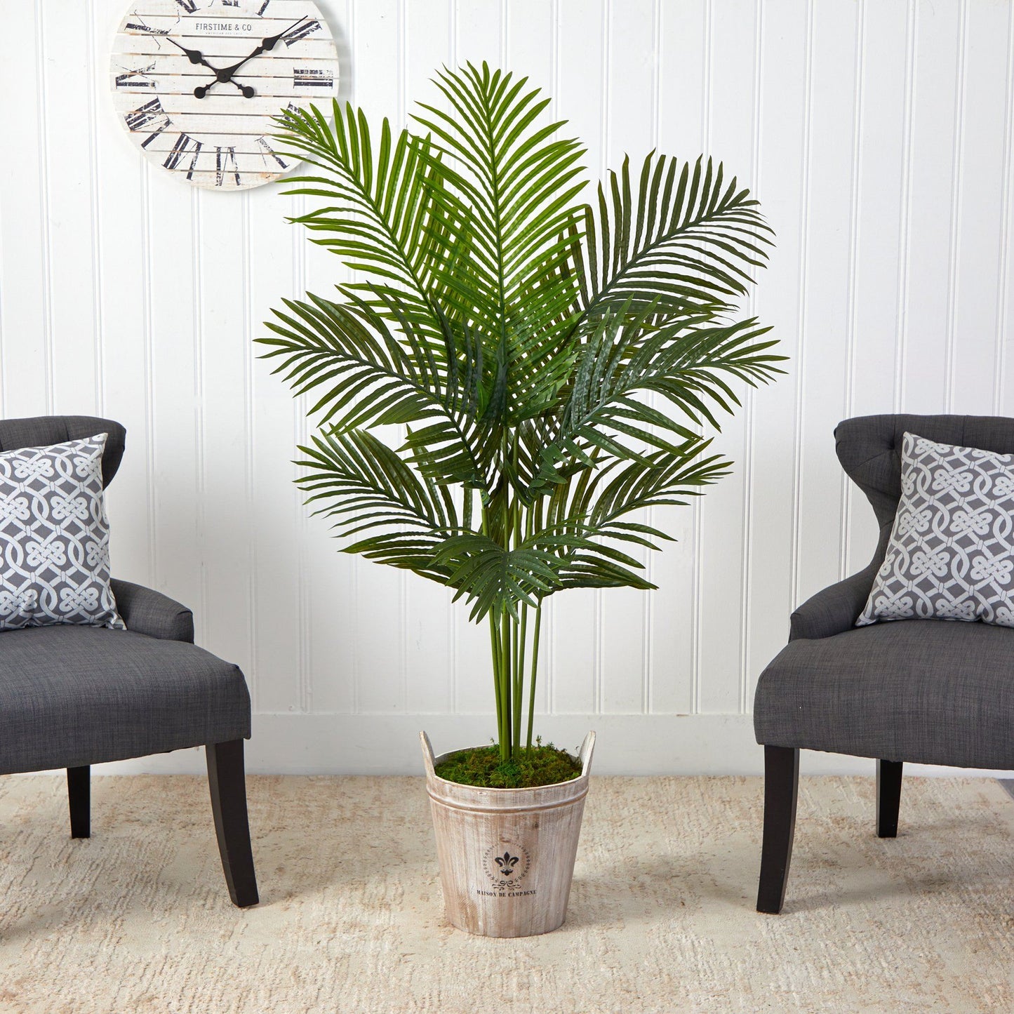 5’ Paradise Palm Artificial Tree in Farmhouse Planter