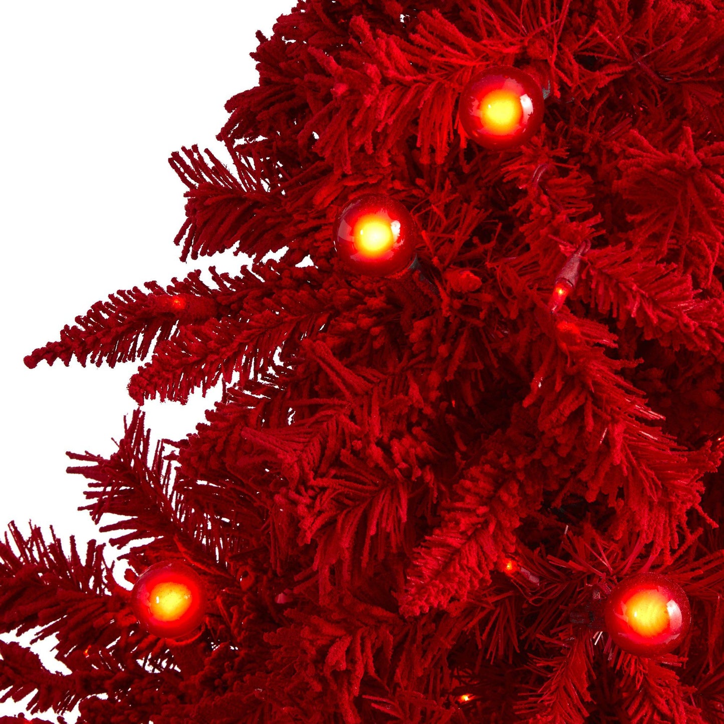 Árbol de Navidad artificial de abeto Fraser rojo flocado de 5 pies