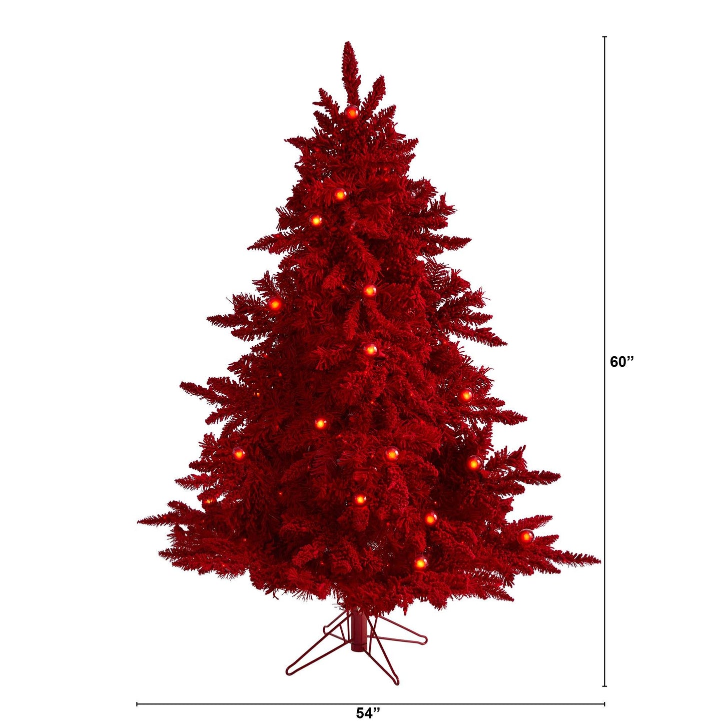 Árbol de Navidad artificial de abeto Fraser rojo flocado de 5 pies