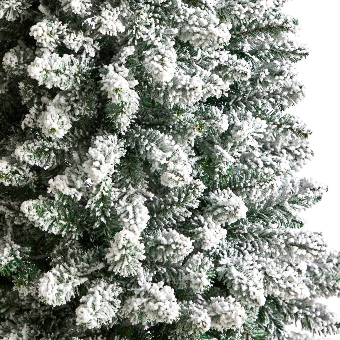 5’ Slim Flocked Montreal Fir Christmas Tree with 150 Warm White LED Lights and 491 Bendable Branches