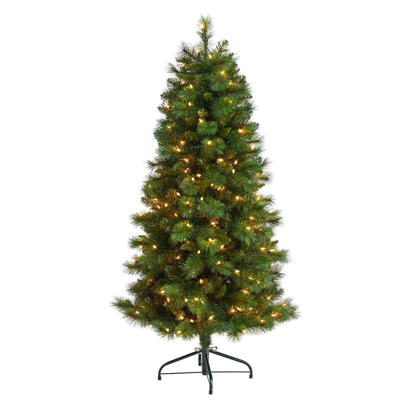 5’ Slim West Virginia Mountain Pine Christmas Tree with 200 Clear Lights and 467 Bendable Branches