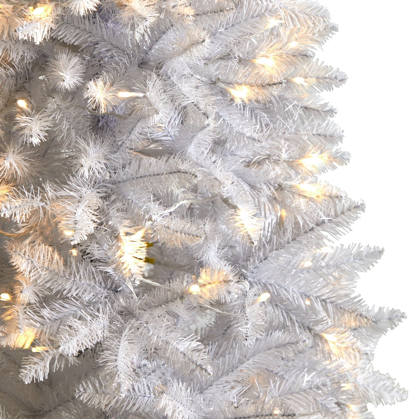 Sapin de Noël artificiel blanc mince de 5 pi avec 150 lumières LED blanc chaud et 491 branches pliables