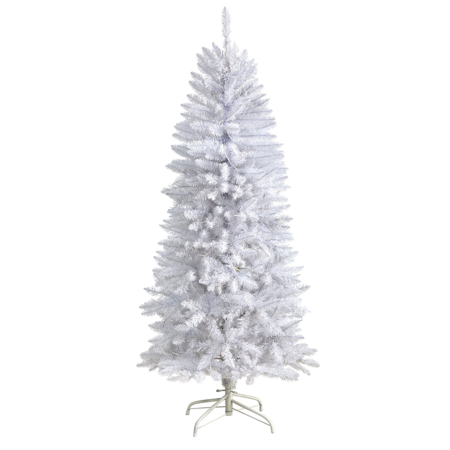 Sapin de Noël artificiel blanc mince de 5 pi avec 150 lumières LED blanc chaud et 491 branches pliables