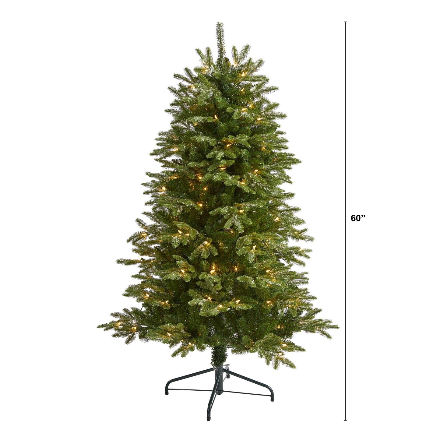 Árbol de Navidad artificial Grand Teton nevado de 5 pies con 150 luces transparentes y 462 ramas flexibles