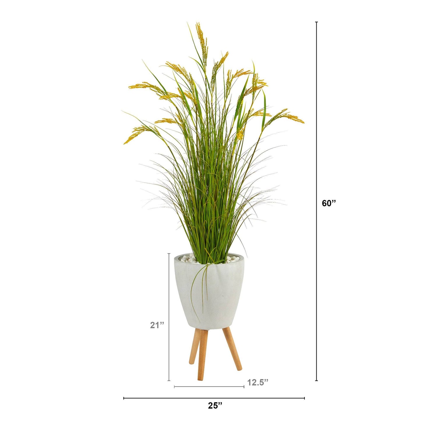 Planta artificial de grano de trigo de 5” en macetero blanco con patas