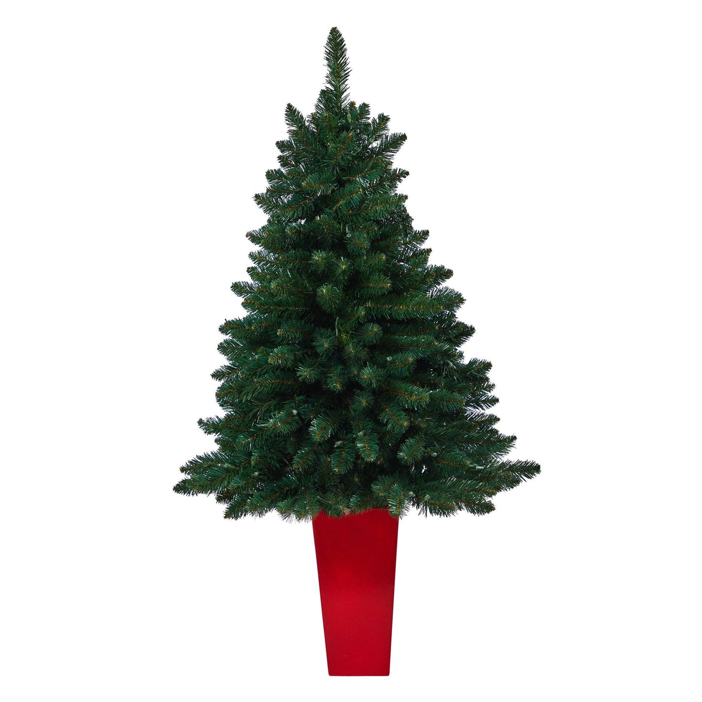 Árbol de Navidad artificial de abeto rocoso del norte de 52" con 100 luces transparentes y 322 ramas flexibles en macetero tipo torre