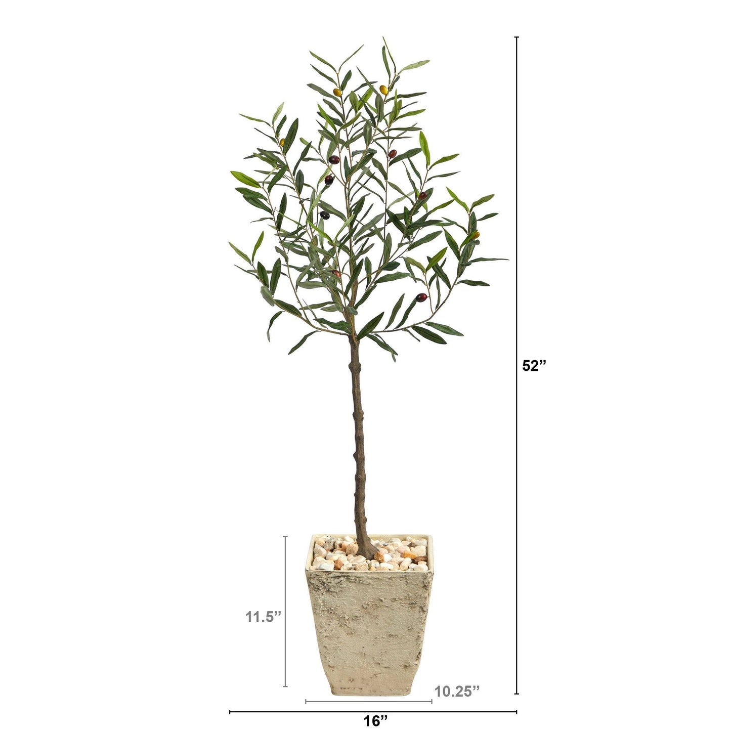 52” Olive Artificial Tree in Country White Planter