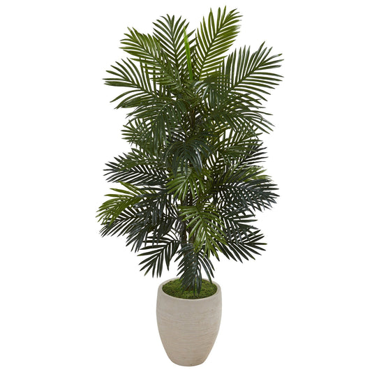 53” Areca Palm Artificial Plant in Sand Colored Planter