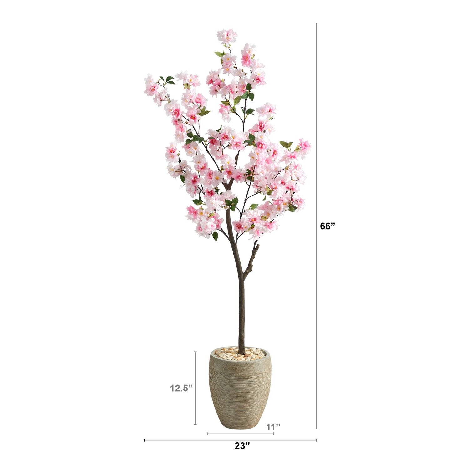 Árbol artificial de cerezo en flor de 5,5 pies en maceta de color arena