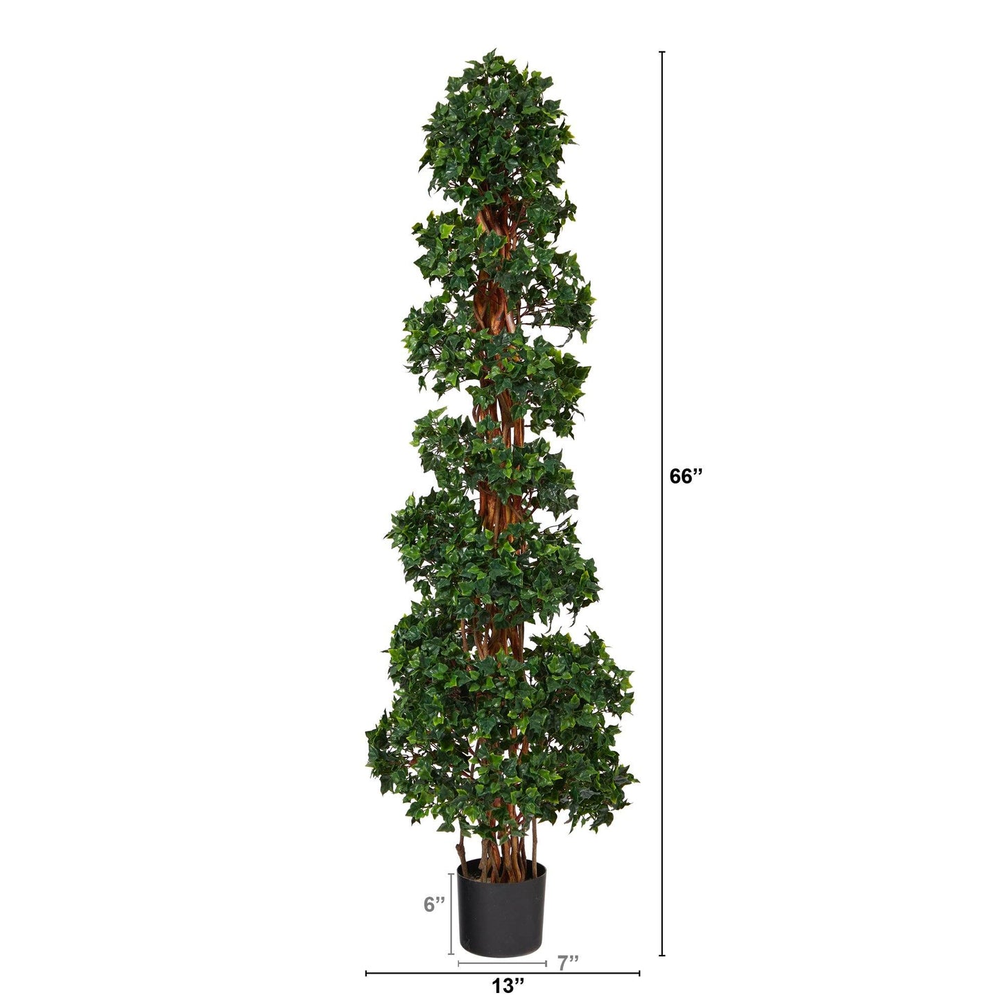 Árbol artificial en espiral de topiario de hiedra inglesa de 5,5 pies resistente a los rayos UV (interior/exterior)