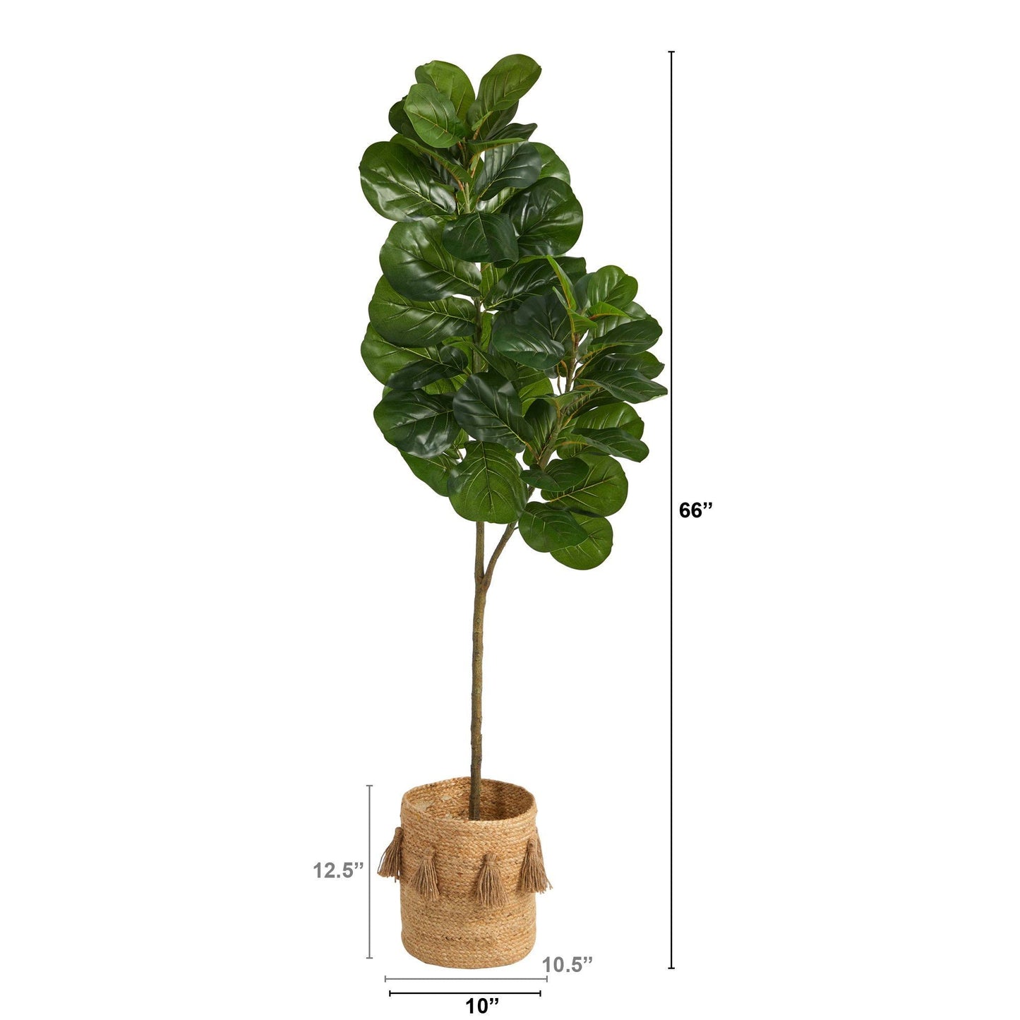 5.5’ Fiddle Leaf Fig Artificial Tree in Handmade Natural Jute Planter with Tassels