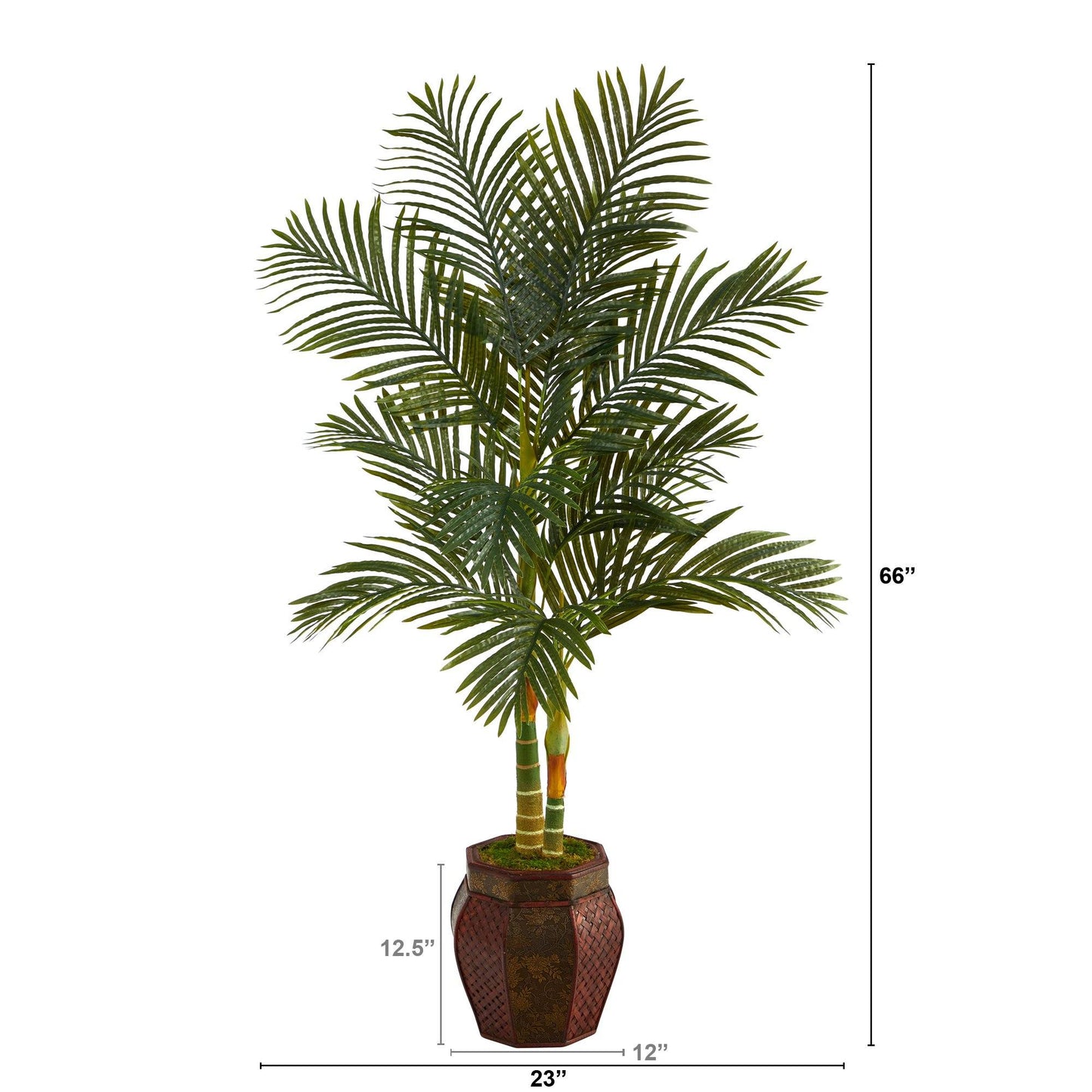 5.5’ Golden Cane Artificial Palm Tree in Decorative Planter