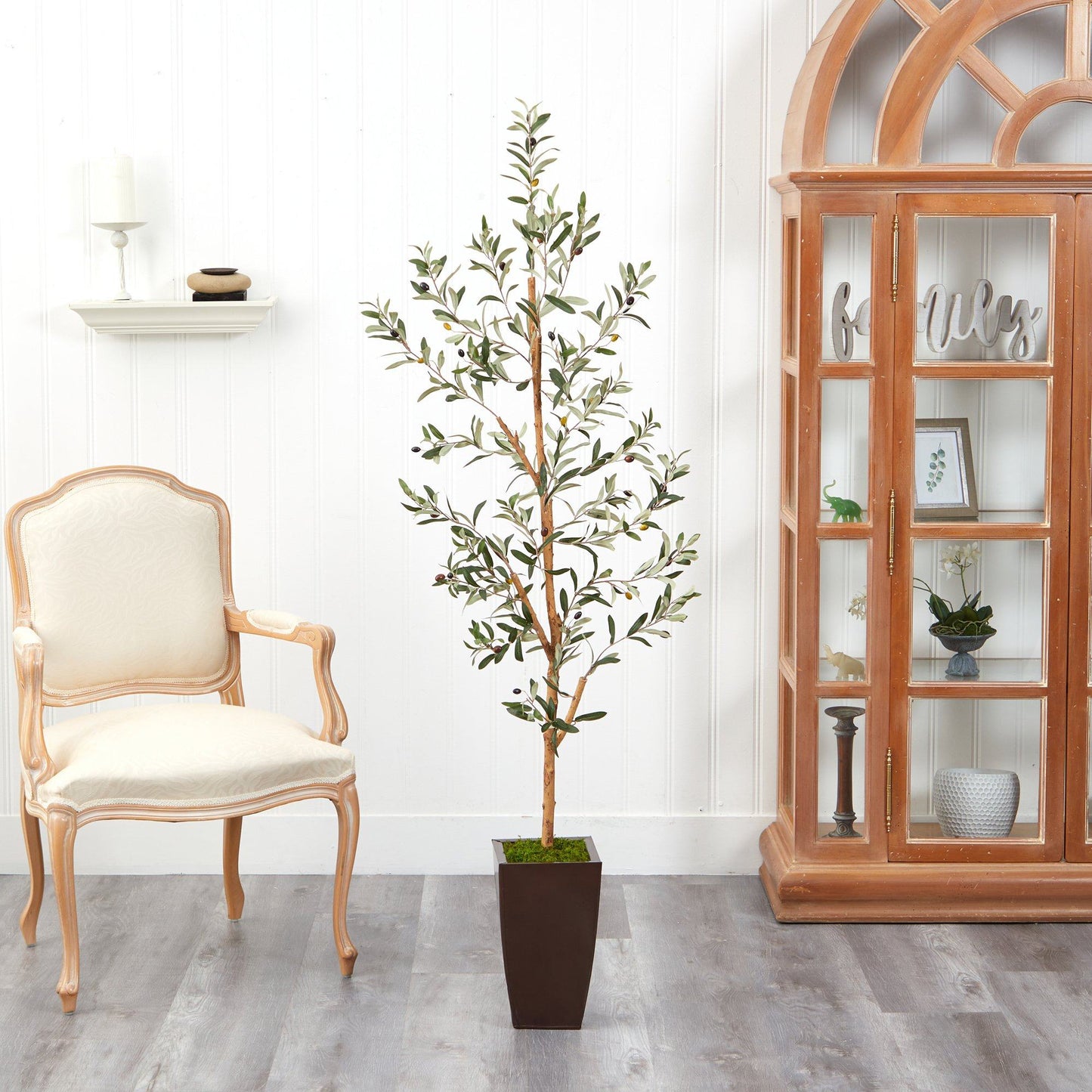 5.5’ Olive Artificial Tree in Bronze Metal Planter