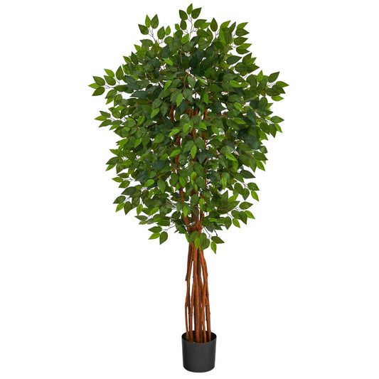 Árbol artificial ficus de tronco natural de lujo de 5,5 pies