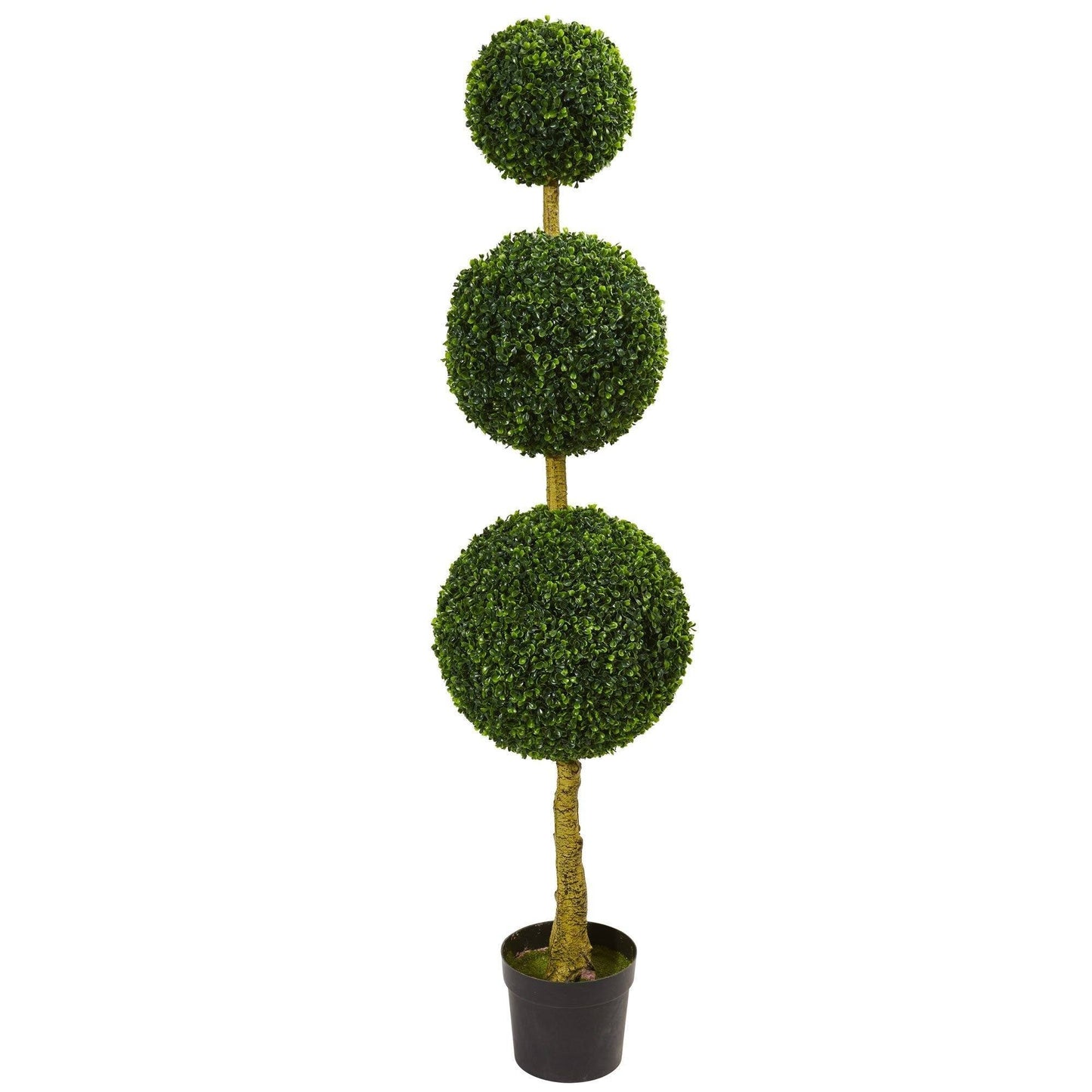 Árbol topiario artificial de boj de tres bolas de 5,5 pies resistente a los rayos UV (interior/exterior)