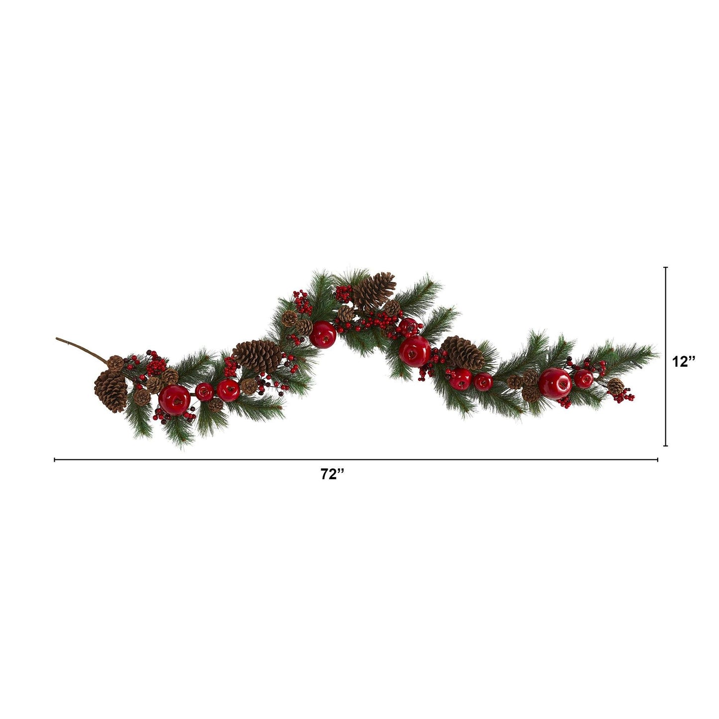 Guirnalda artificial de 6 pies con manzanas, bayas y piñas