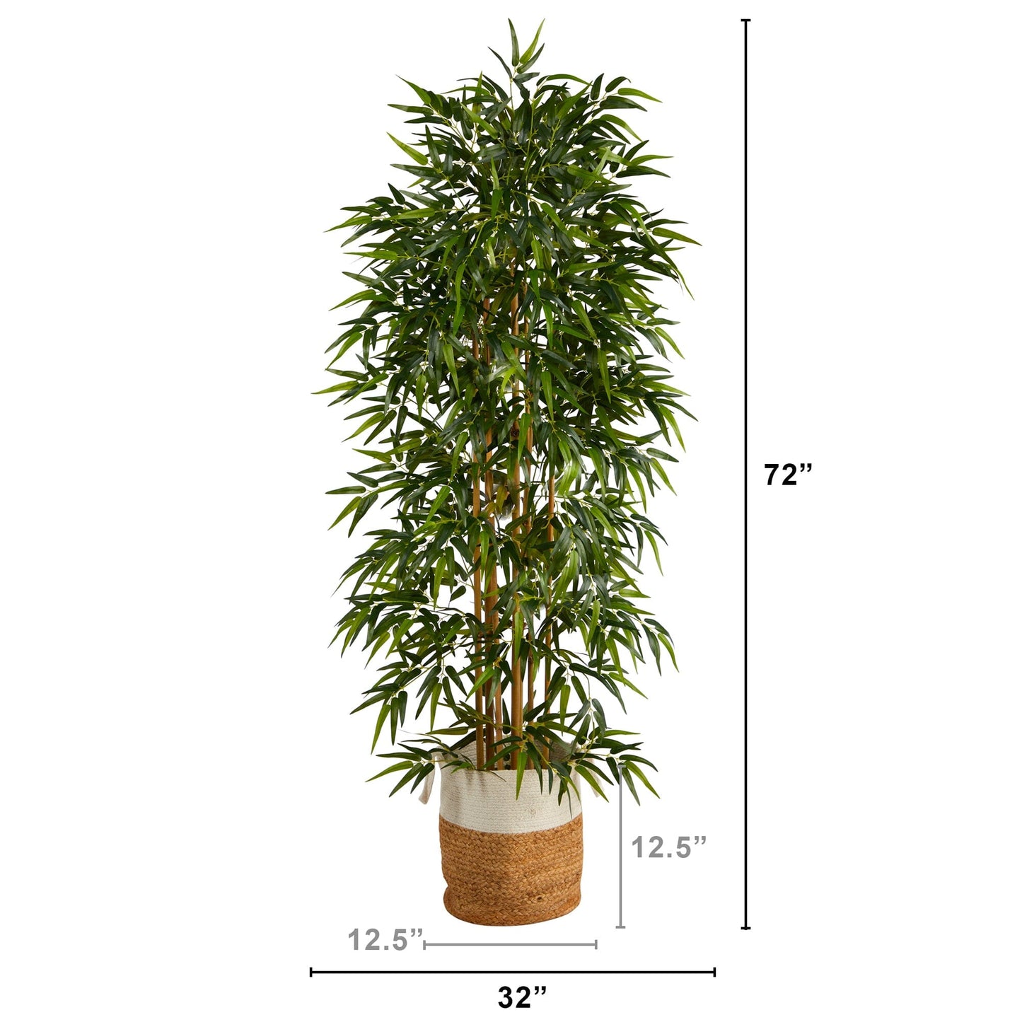 Árbol de bambú artificial de 6 pies con canasta de yute y algodón hecha a mano