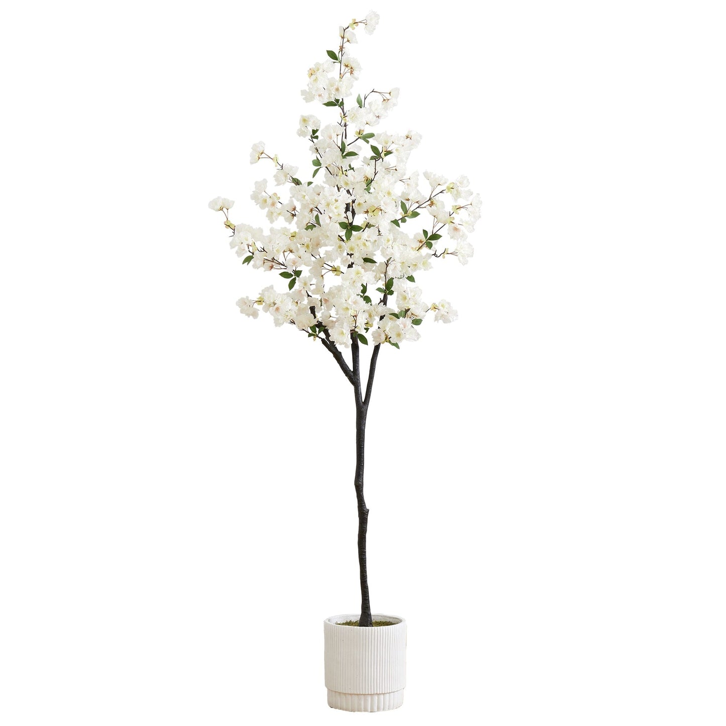 Cerisier artificiel de 6 pi avec jardinière décorative blanche