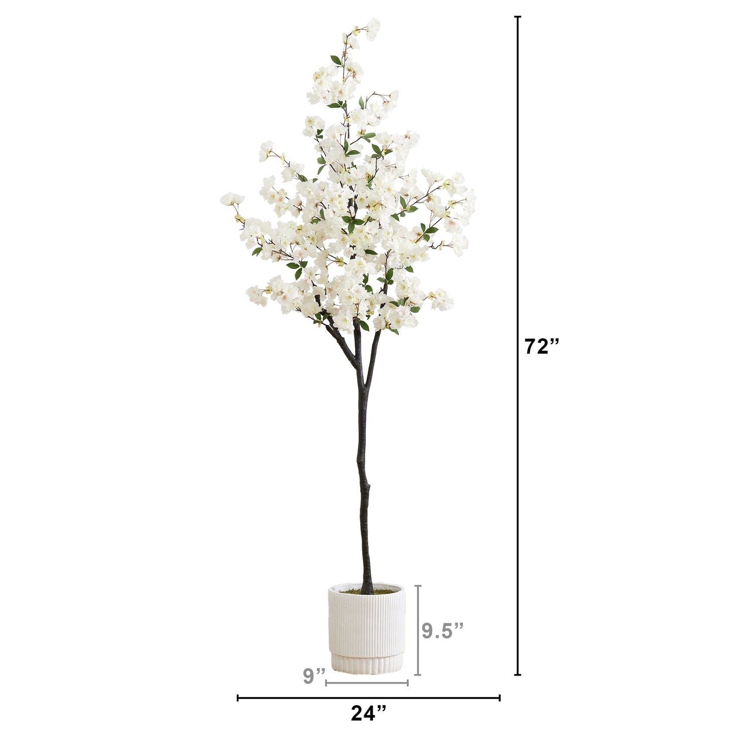 Cerisier artificiel de 6 pi avec jardinière décorative blanche