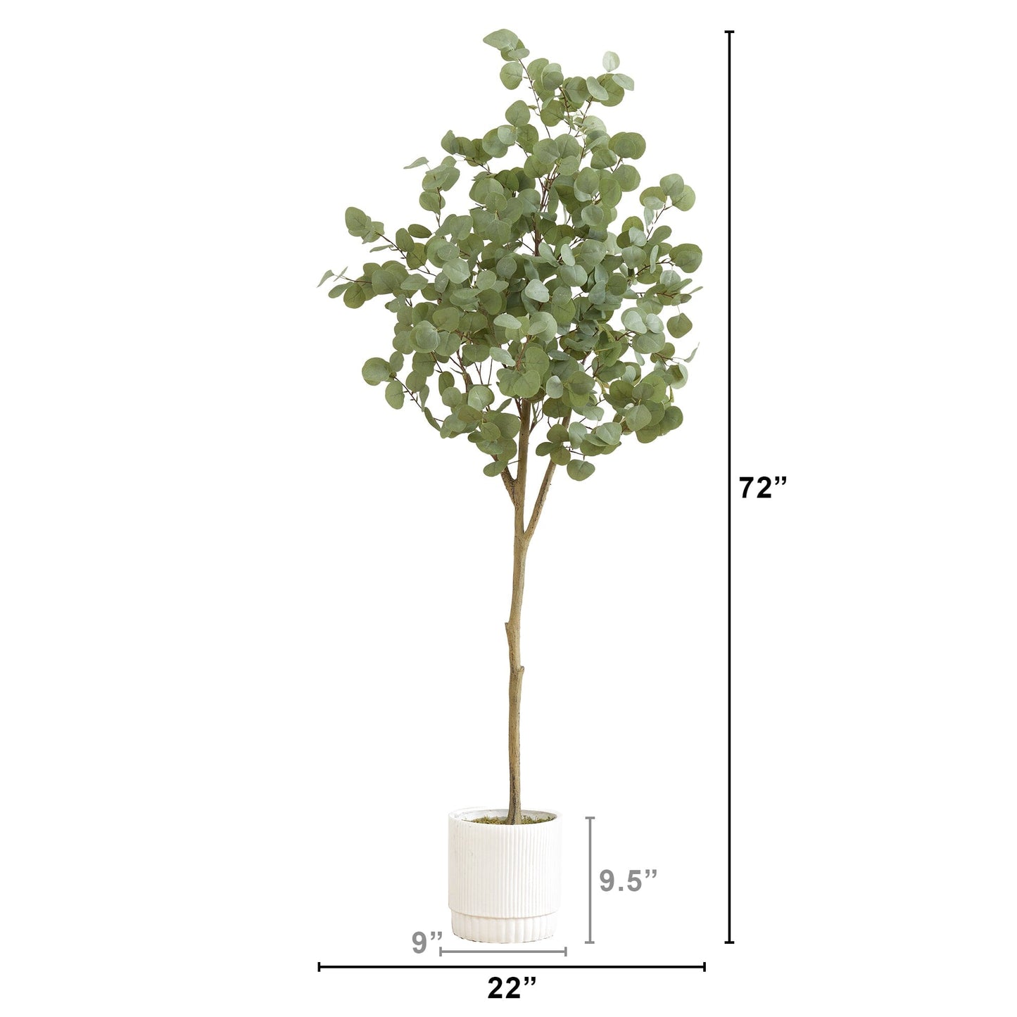 Arbre d'eucalyptus artificiel de 6 pi avec jardinière décorative blanche