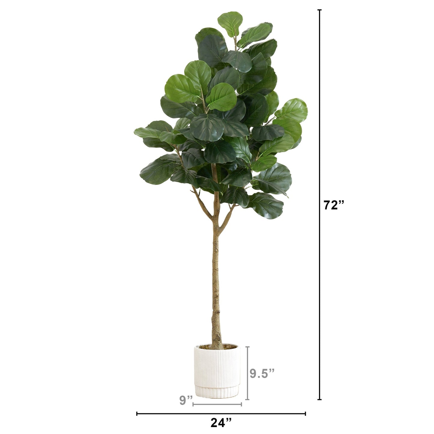 Árbol de hoja de violín artificial de 6 pies con macetero decorativo blanco