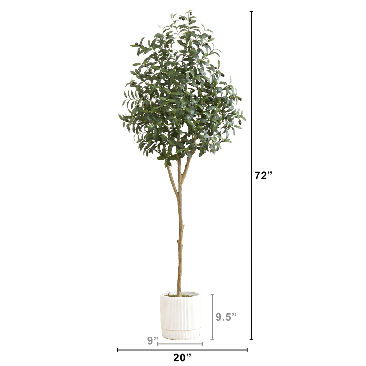 Olivo artificial de 6 pies con jardinera decorativa blanca