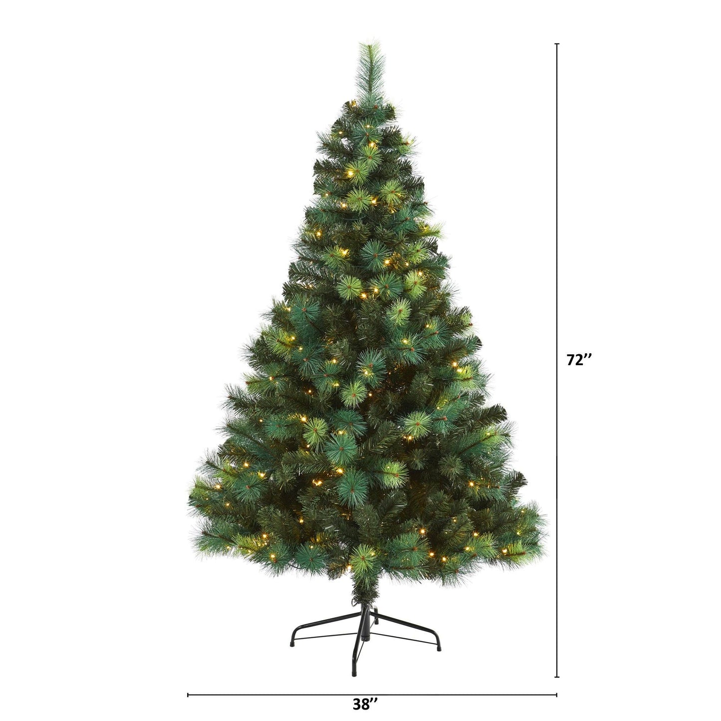 Árbol de Navidad artificial de pino silvestre verde variado de 6' con 250 luces LED