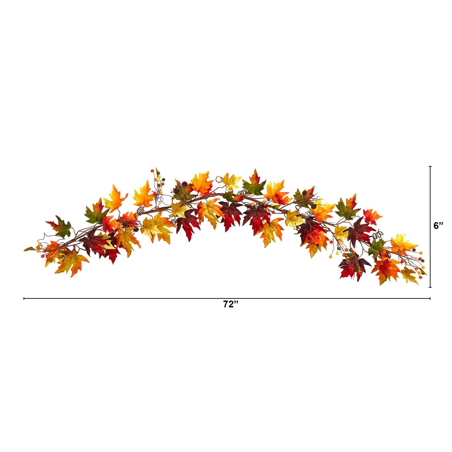 Guirlande de 6 pieds de feuilles d'érable et de baies d'automne