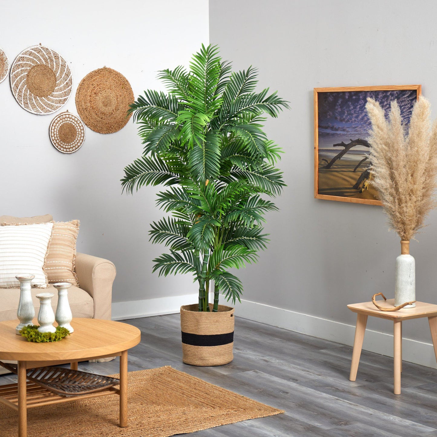 6’ Curvy Parlor Artificial Palm Tree in Handmade Natural Cotton Planter