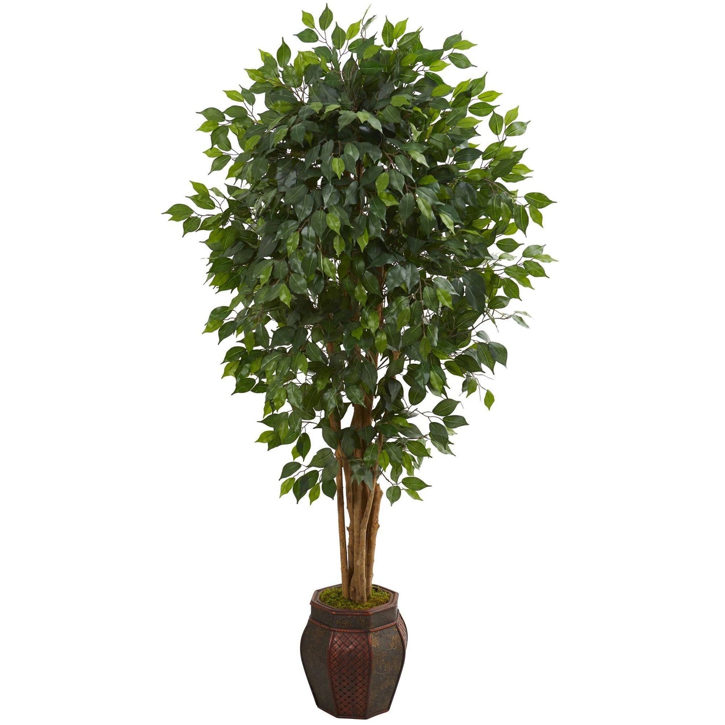 Árbol ficus artificial de 6 pies en maceta decorativa