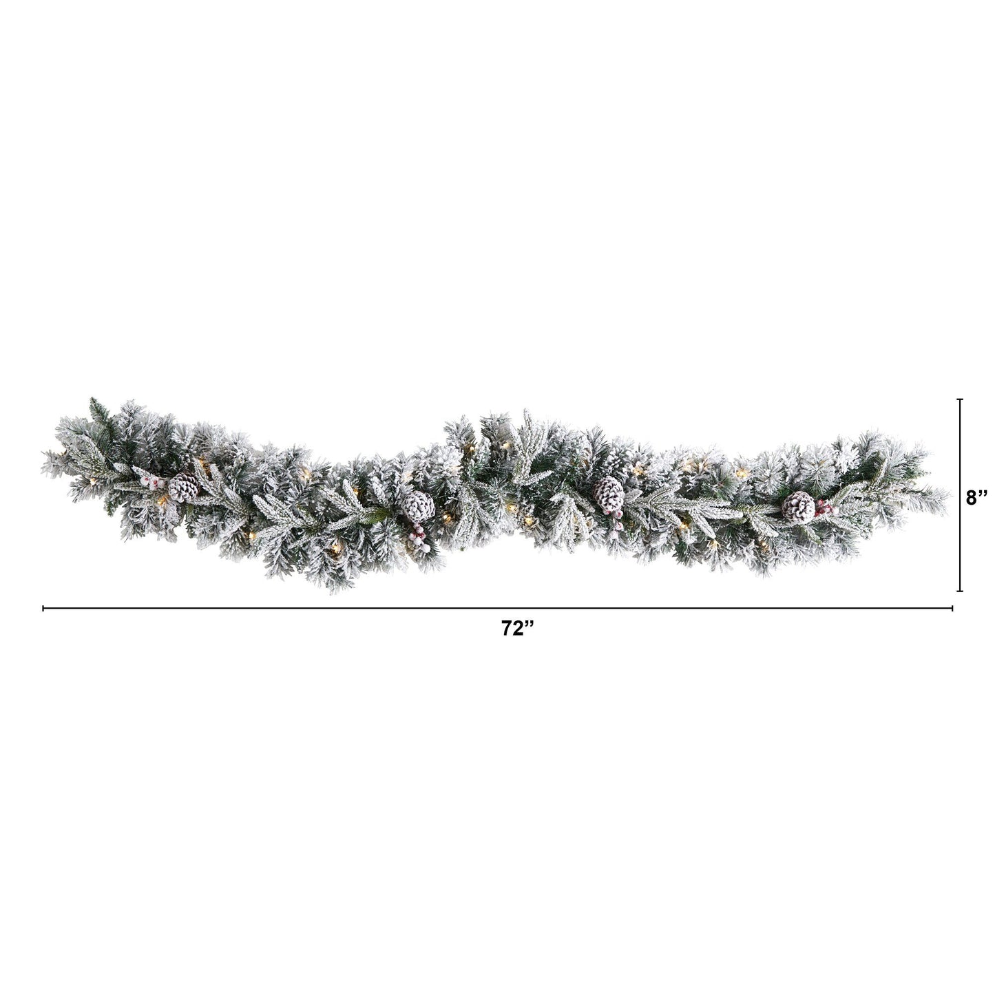 6’ Flocked Artificial Christmas Garland with Pine Cones and 35 Warm White LED Lights - Nearly Natural
